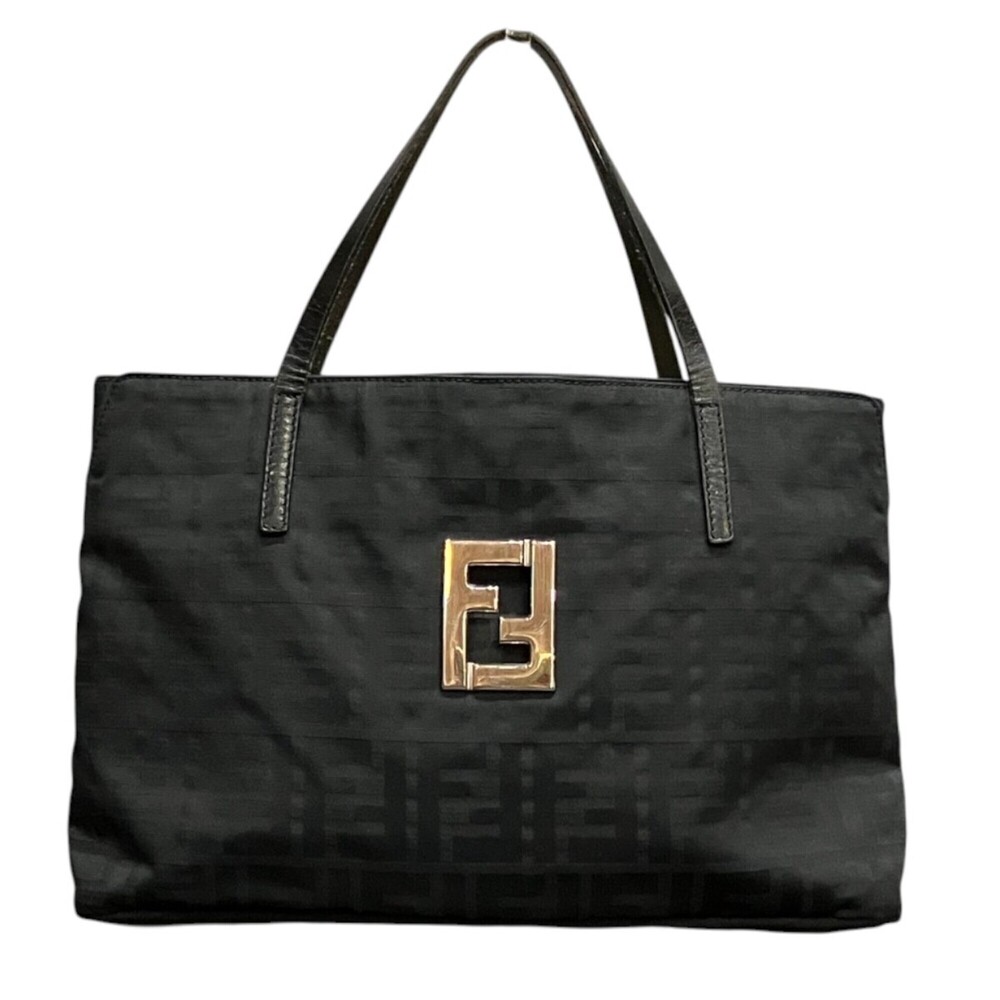 Fendi Zucca Nylon Leather Handbag 15786
